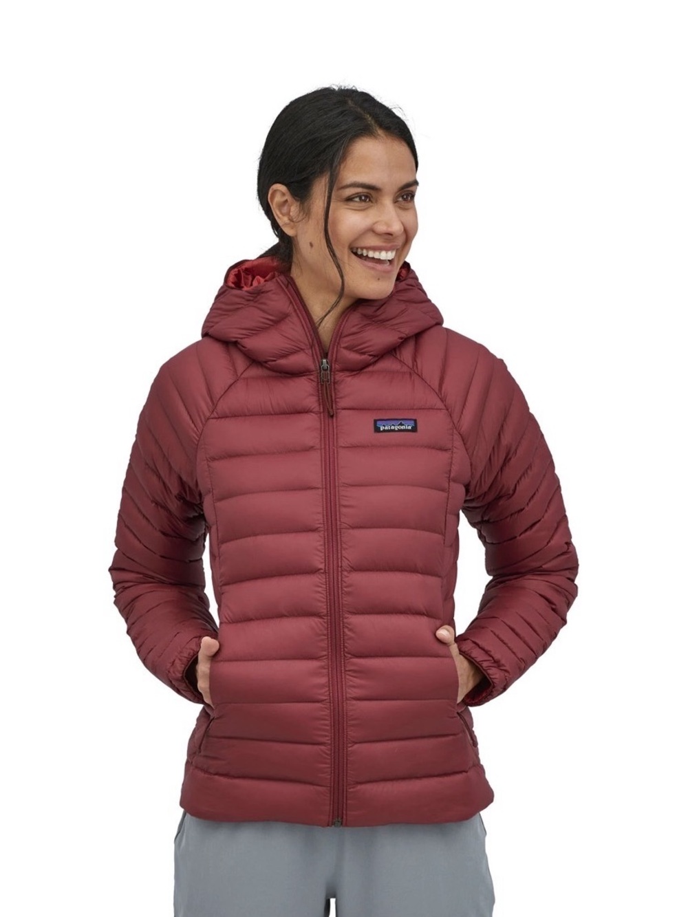 Patagonia Women’s MicroPuff Jacket w hood Sequoia Red 800 Fill Down Jacket